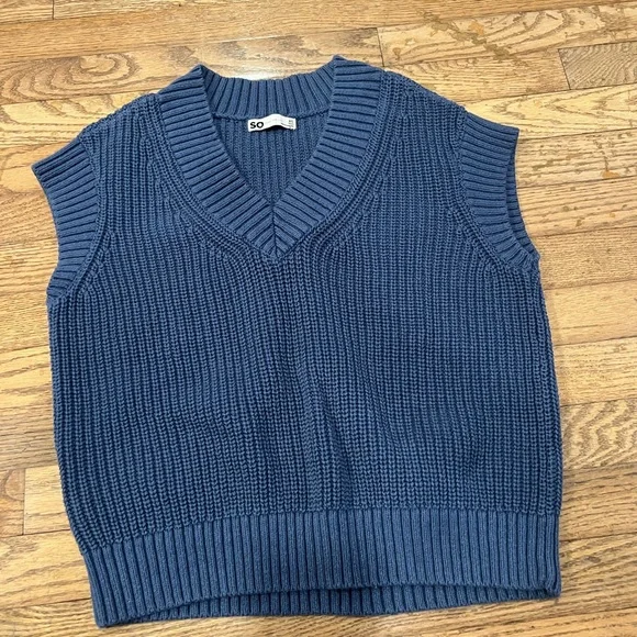 SO Women's Blue Knit Top and Wide Leg Pants Set - Picture 2 of 4